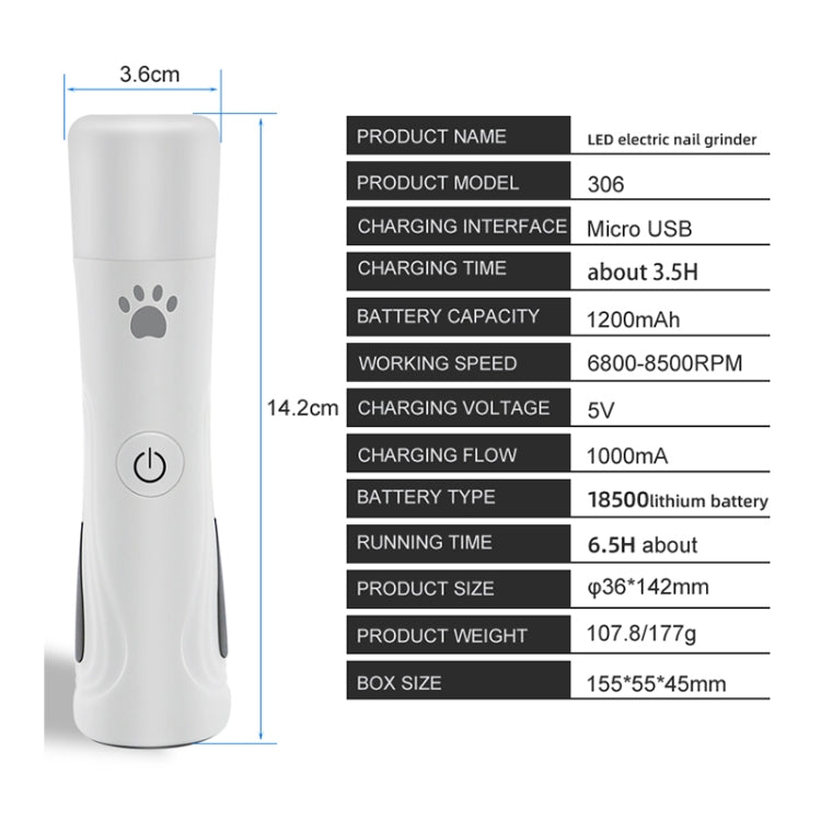 RC-306 Animal Nail Grinder USB Automatic Manicure