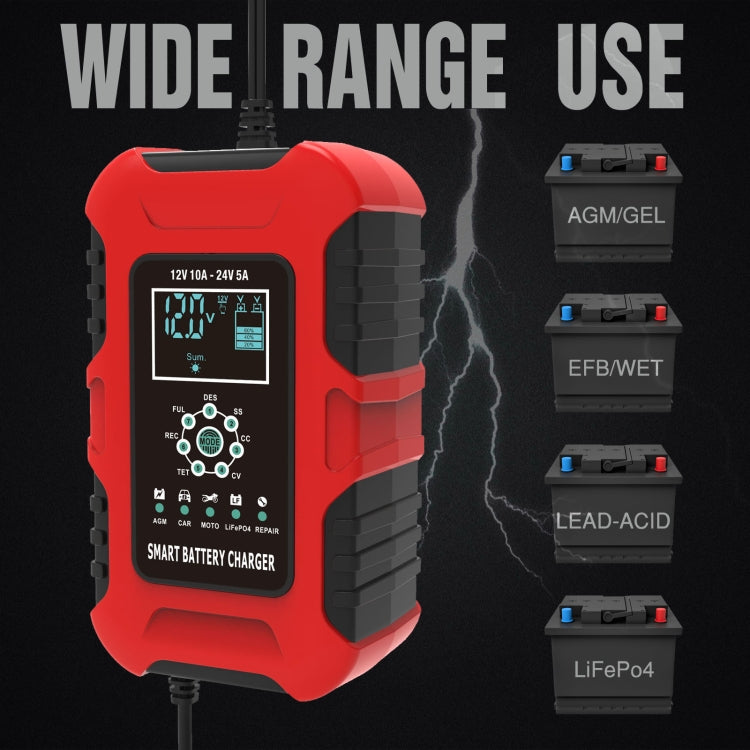 FOXSUR 10A 12V 7-segment Motorcycle / Car Smart Battery Charger