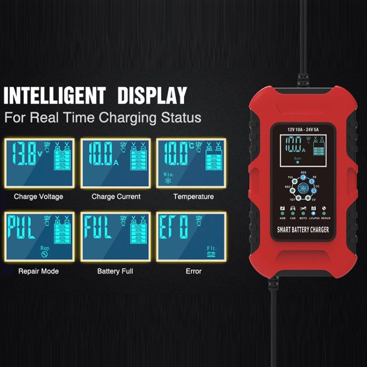 FOXSUR 10A 12V 7-segment Motorcycle / Car Smart Battery Charger