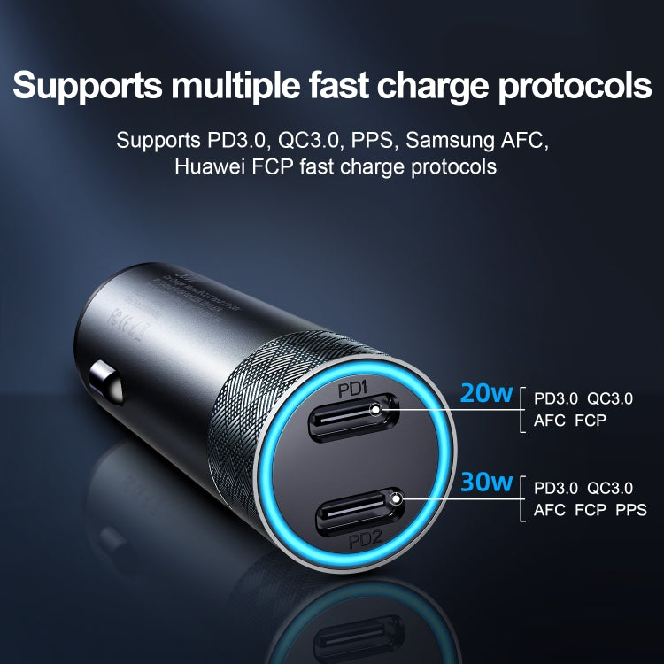 JOYROOM JR-CL13 Aurora Series 50W Dual PD USB-C / Type-C Port Car Charger, JR-CL13