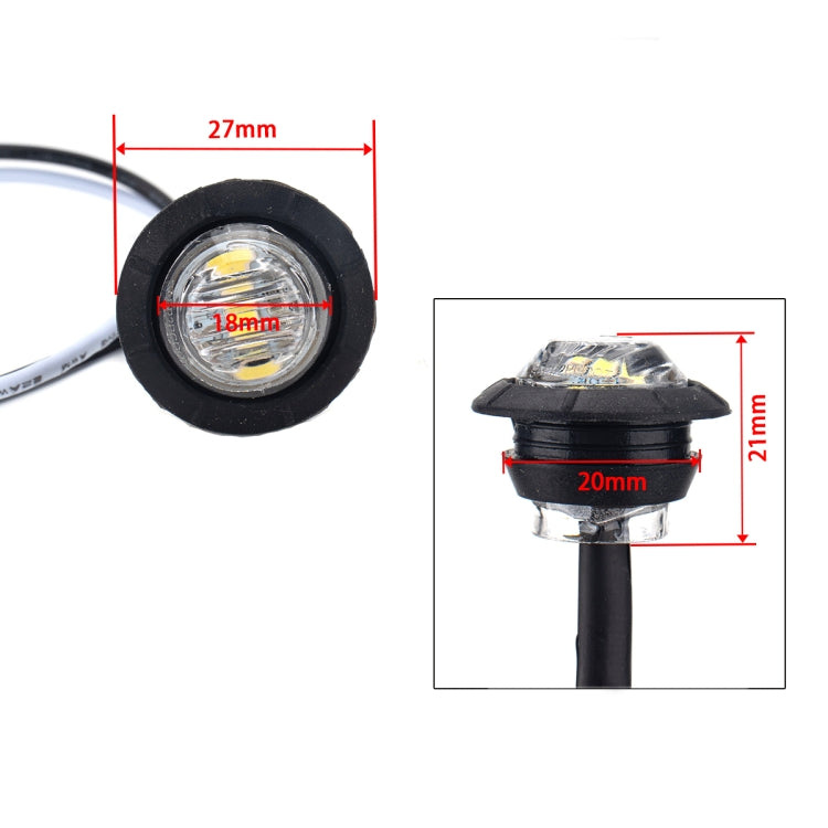 15 in 1 Red + Amber + White Light Truck Trailer LED Round Side Marker Lamp