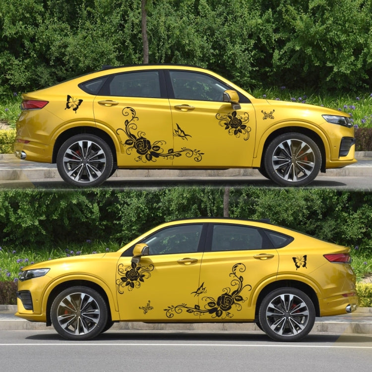 2 PCS/Set D-72 Butterfly Love Flower Pattern Car Modified Decorative Sticker