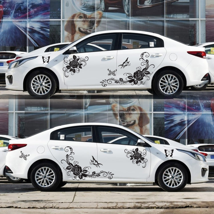 2 PCS/Set D-72 Butterfly Love Flower Pattern Car Modified Decorative Sticker