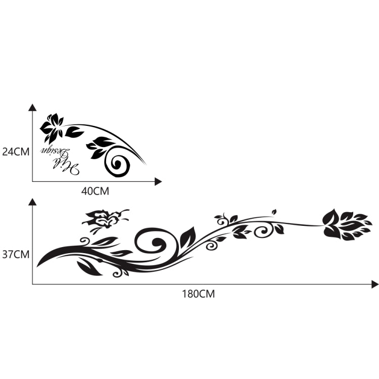 2 PCS/Set D-251 Butterfly Love Flowers Pattern Car Modified Decorative Sticker