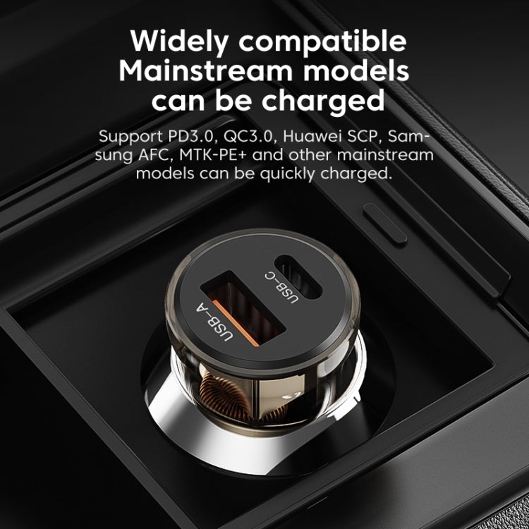 C12P 48W USB + Type-C Dual Port Transparent Mini Car Charger, C12P