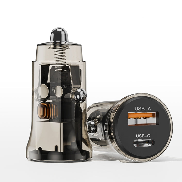 C12P 48W USB + Type-C Dual Port Transparent Mini Car Charger, C12P