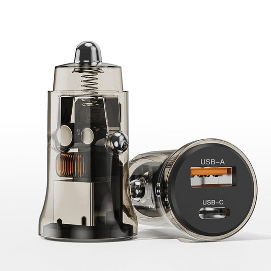 C12P 48W USB + Type-C Dual Port Transparent Mini Car Charger, C12P