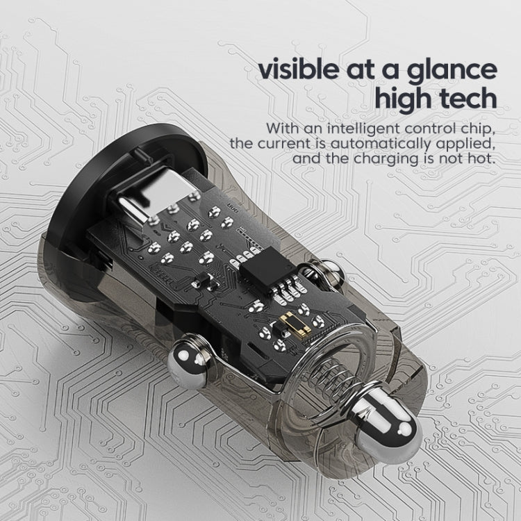 C12P 48W USB + Type-C Dual Port Transparent Mini Car Charger, C12P