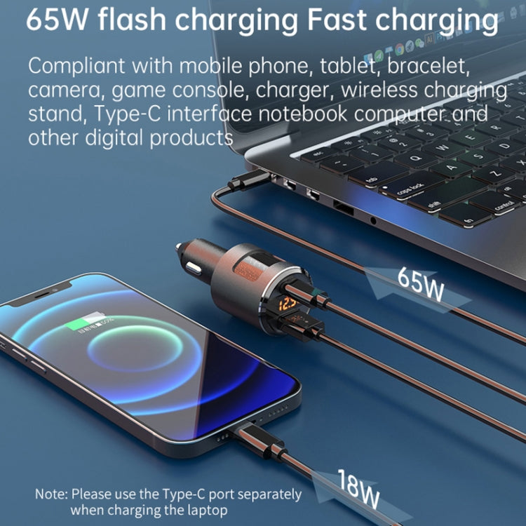 SC01 65W QC3.0 + PD Dual Ports Car Charger with Voltage Display