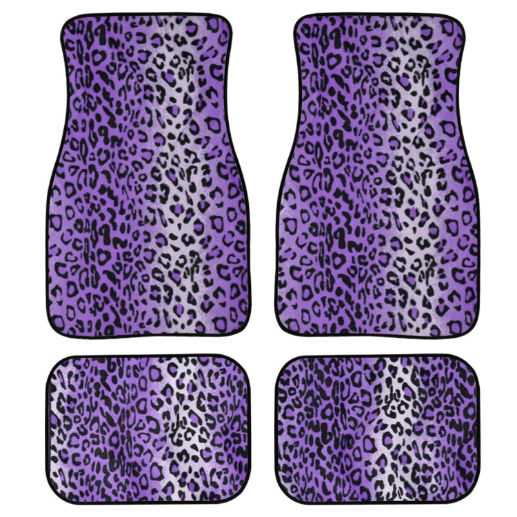 Leopard Print 4-in-1 Universal Car Floor Mats Set for All Seasons