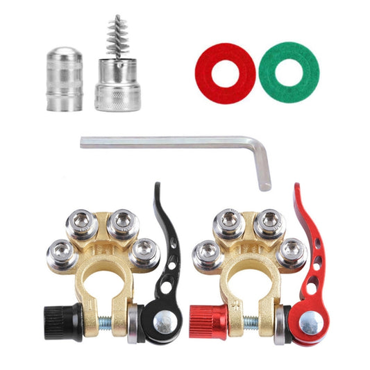 1 Pair Car Battery Terminals Quick Disconnect Cables Connectors, with L Wrench + Insulation Pad + Brush