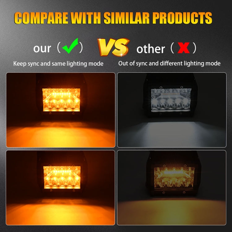 3 Row Car LED Strip Light Working Refit Off-road Vehicle Lamp Roof Strip Light with Yellow White Flash