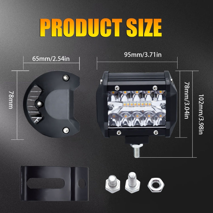 3 Row Car LED Strip Light Working Refit Off-road Vehicle Lamp Roof Strip Light with Yellow White Flash