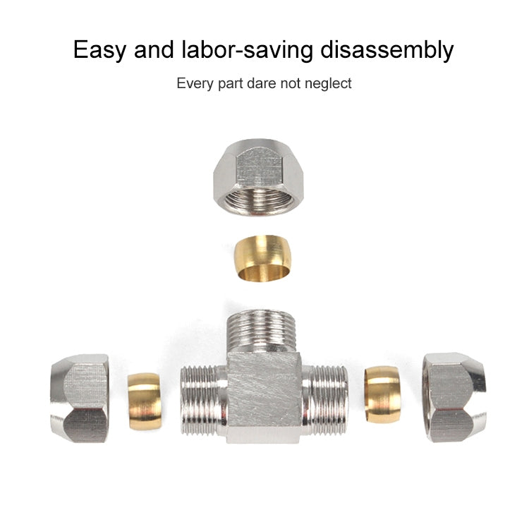 LAIZE Nickel Plated Copper T Type Tee Pneumatic Quick Fitting Copper Pipe Connector
