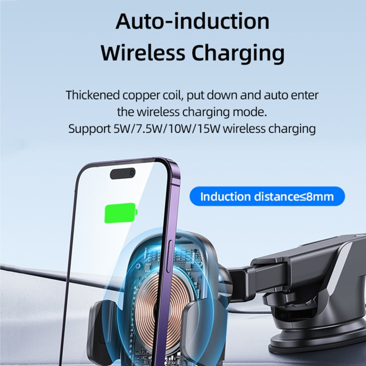 USAMS US-CD187 15W Car Wireless Charging Holder with Colourful Ambient Lights