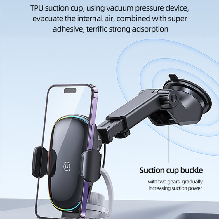 USAMS US-CD187 15W Car Wireless Charging Holder with Colourful Ambient Lights