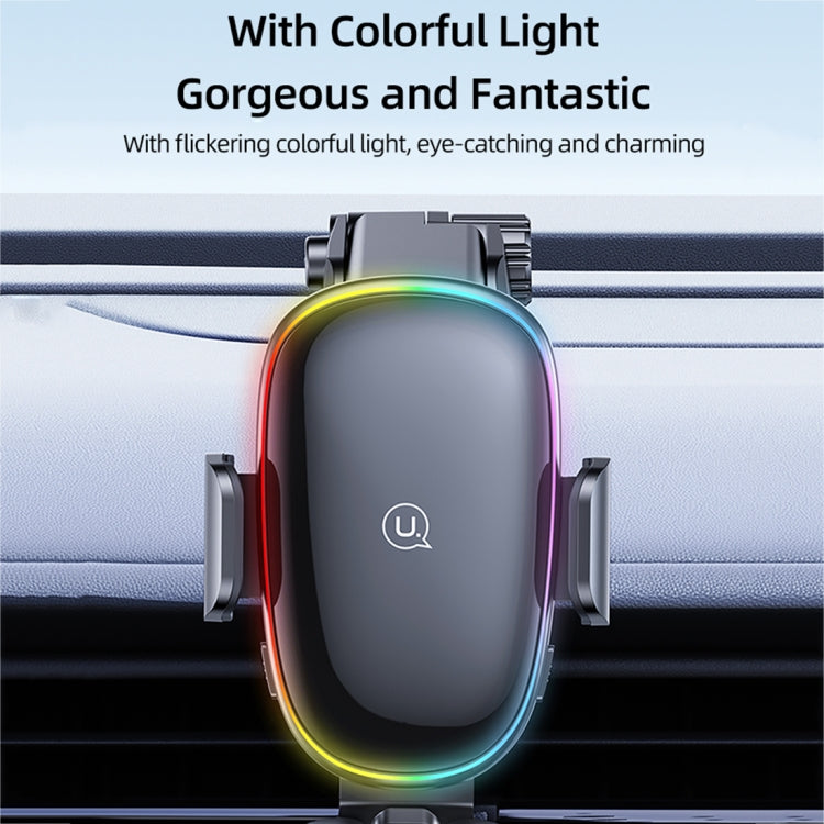 USAMS US-CD187 15W Car Wireless Charging Holder with Colourful Ambient Lights