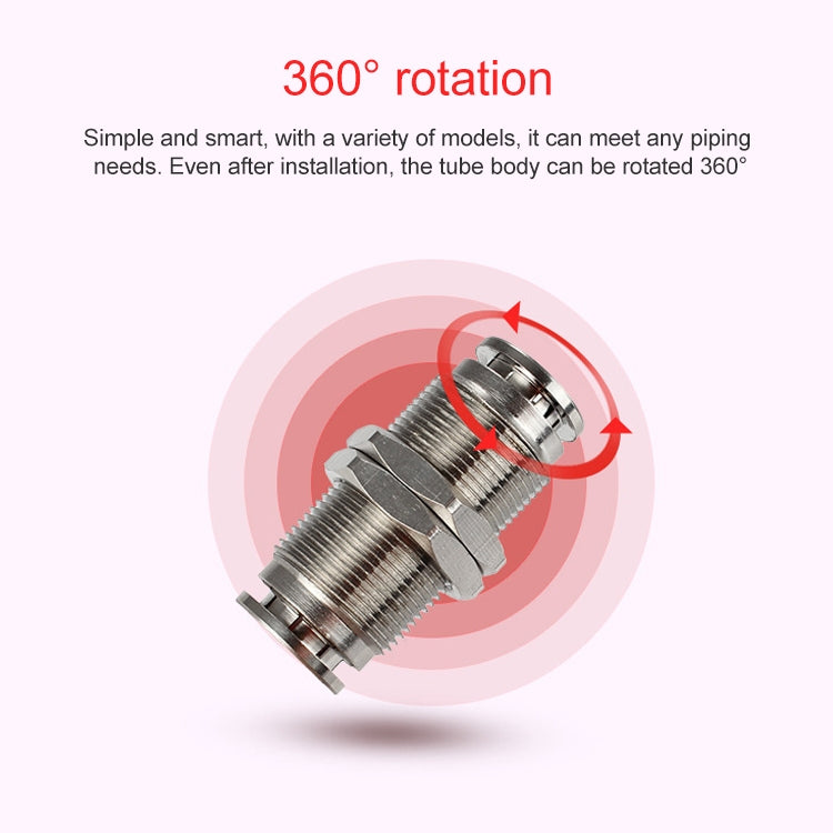 LAIZE Nickel Plated Copper Bulkhead Straight Pneumatic Quick Connector