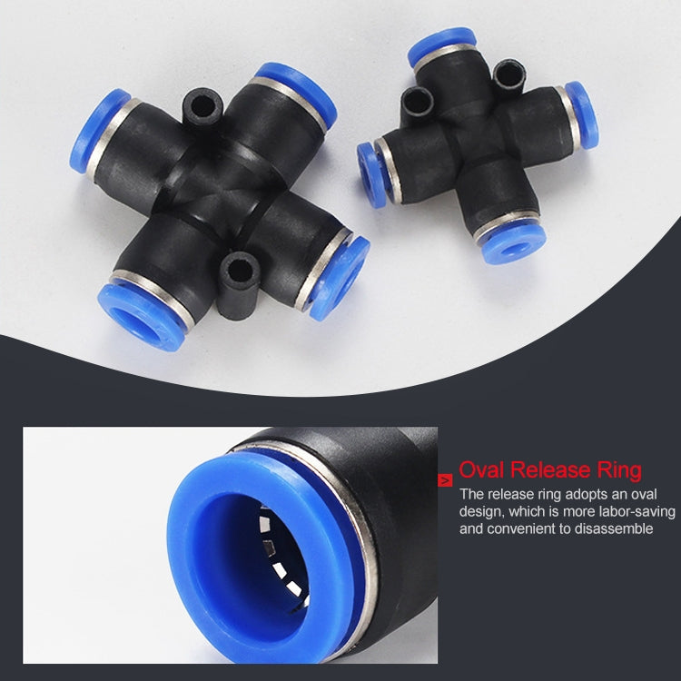 LAIZE 10pcs Plastic PZA Four-way Pneumatic Quick Fitting Connector