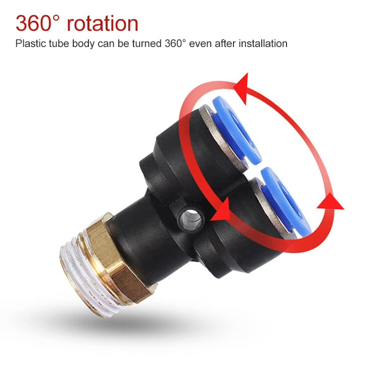 PX6-02 LAIZE 2pcs Plastic Y-type Tee Male Thread Pneumatic Quick Connector