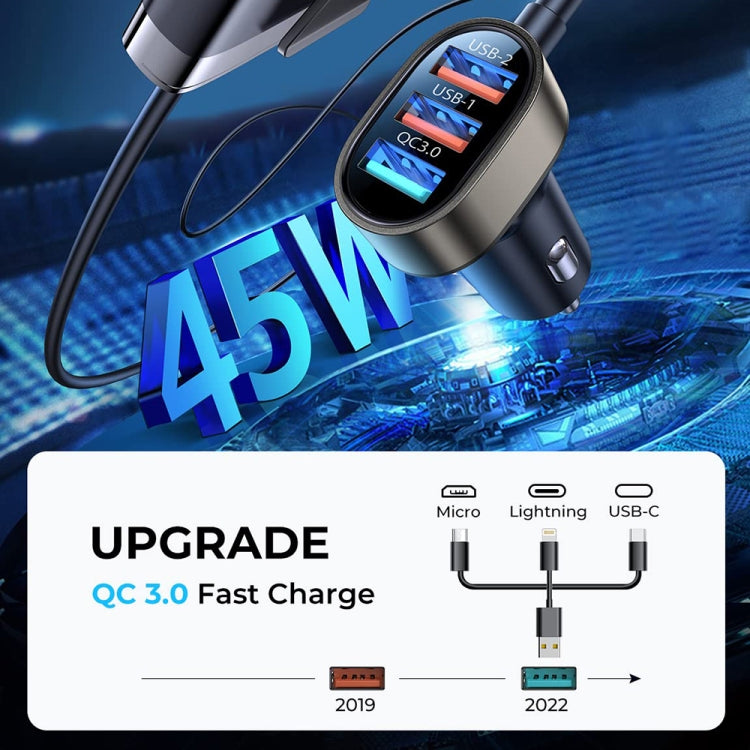 JOYROOM CL03 PRO 45W 5-ports USB Car Charging with Extended HUB, JR-CL03 PRO