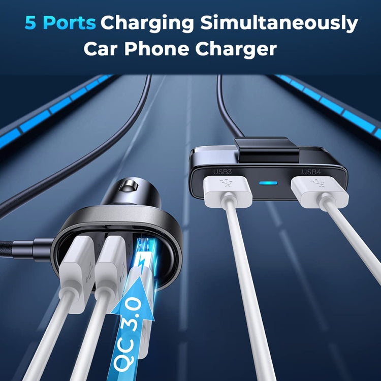JOYROOM CL03 PRO 45W 5-ports USB Car Charging with Extended HUB, JR-CL03 PRO