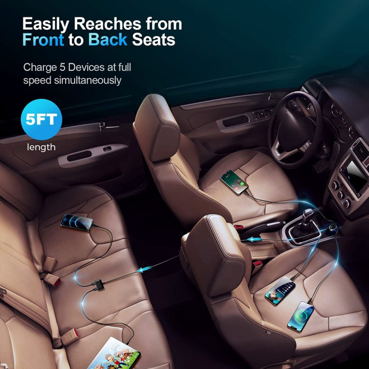 JOYROOM CL03 PRO 45W 5-ports USB Car Charging with Extended HUB, JR-CL03 PRO