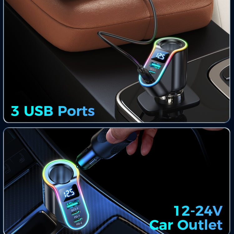 JOYROOM JR-CL21 150W 4-in-1 USB + Type-Cx2 Car Charger with Cigarette Lighter