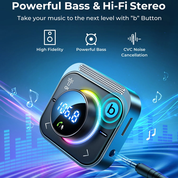 JOYROOM JR-CL18 Multi-port Car Wireless FM Transmitter with Coiled Cable