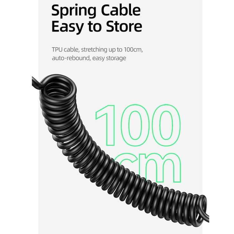 USAMS US-CC167 C33 60W Spring Cable Car Charger with Aperture, US-CC167 C33