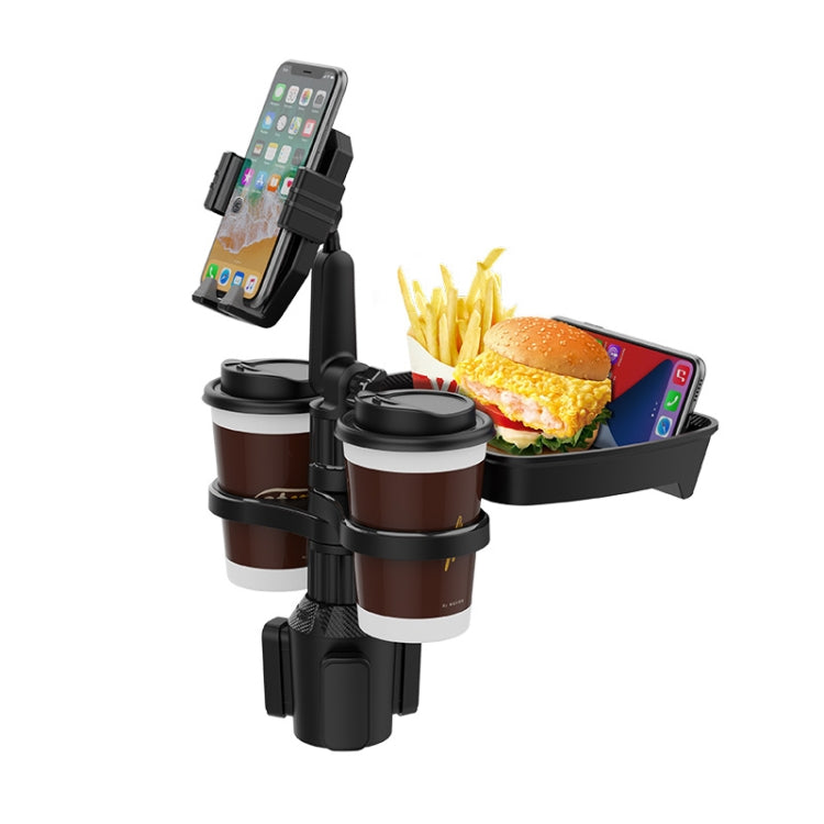 360-Degree Rotating Car Cup Holder with Mobile Phone Stand and Tray for Drinks