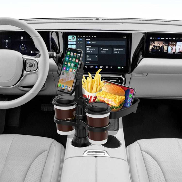 360-Degree Rotating Car Cup Holder with Mobile Phone Stand and Tray for Drinks