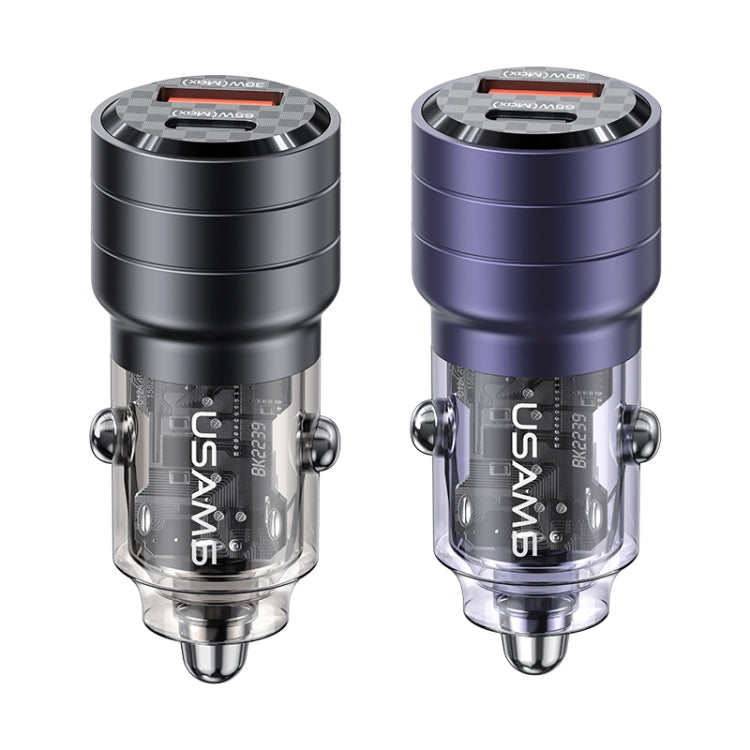 USAMS US-CC176 C36 Aluminum Alloy Transparent Mini Car Charger, C36 (Purple), C36 (Black)