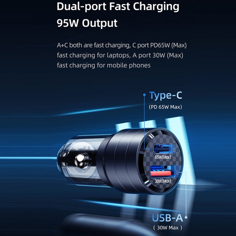 USAMS US-CC176 C36 Aluminum Alloy Transparent Mini Car Charger, C36 (Purple), C36 (Black)
