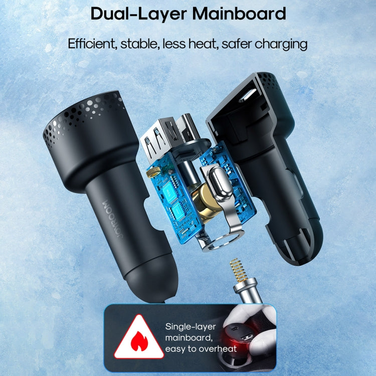 JOYROOM JR-CCD01 53W QC + PD Dual Port Digital Display Car Charger, JR-CCD01