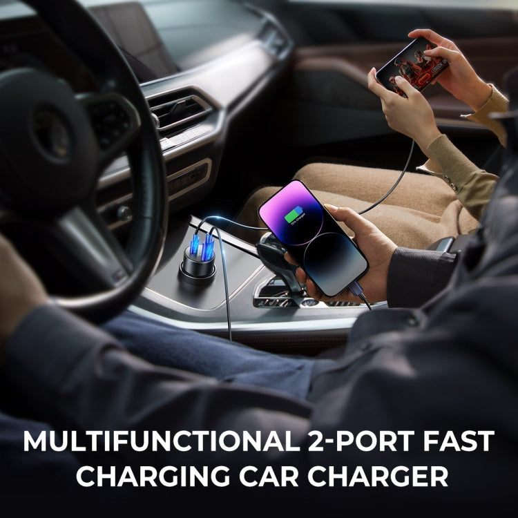 JOYROOM JR-CCD01 53W QC + PD Dual Port Digital Display Car Charger, JR-CCD01
