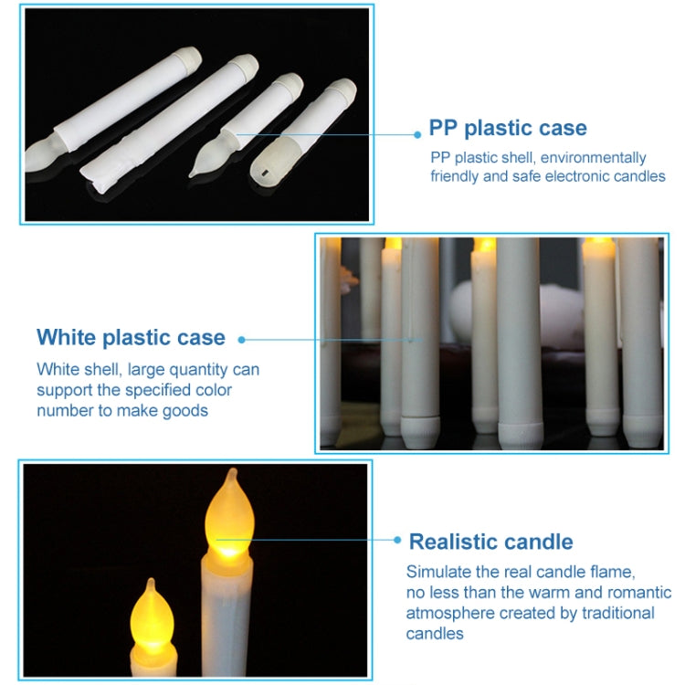 LED Electronic Candle Lights Flameless Long Rod Christmas Candle, Spec:Flashing Yellow Light