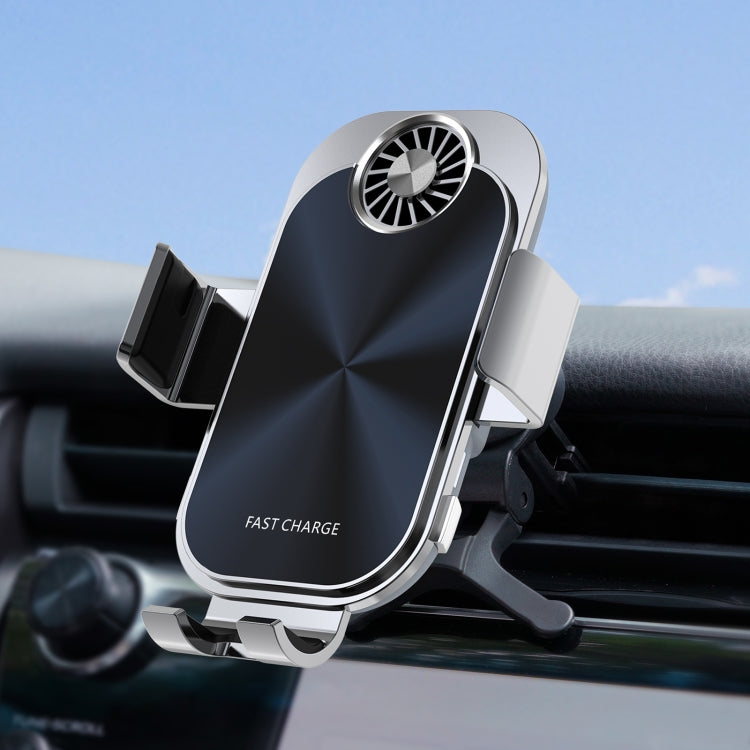 C36 Fan Cooling Dual Coil Car Phone Holder Wireless Charger