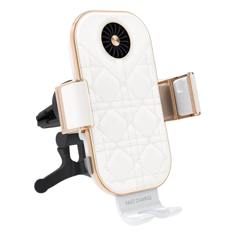 C38 Fan Cooling Dual Coil Car Phone Holder Wireless Charger