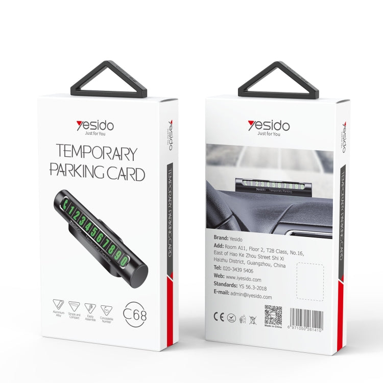 Yesido C68 Magnetic Luminous Parking Card for Car - Discreet Slide-Out Number Plate