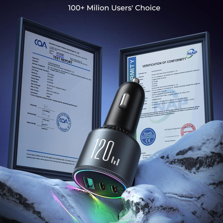 JOYROOM JR-CCN07 120W Dual PD+QC3.0 3-Port Car Charger