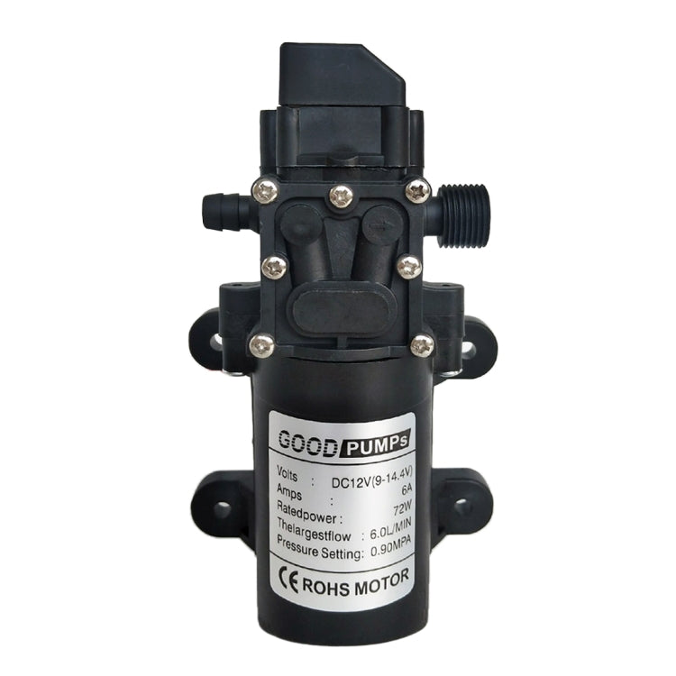 12V 70W Self-priming Pump High Pressure Car Washing Intelligent Diaphragm Right Out Water Pump, Single Thread (Flat Mouth 18mm), Double Thread (Double Flat Mouth 18mm)
