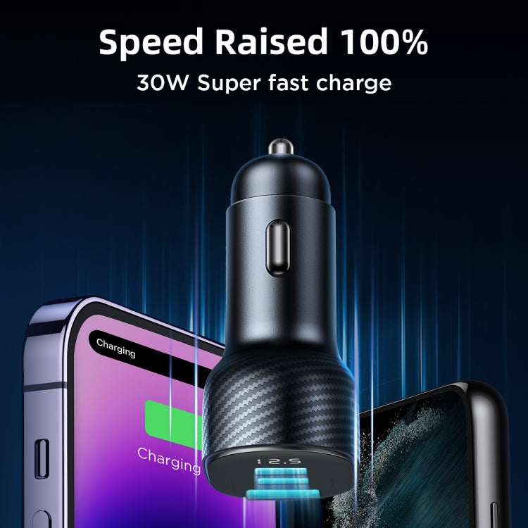JOYROOM JR-CCD04 30W Dual PD + QC3.0 Ports Digital Display Car Charger, JR-CCD04