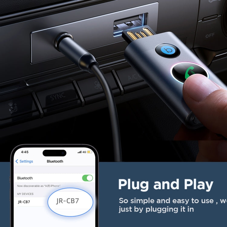 JOYROOM JR-CB7 Car-B Series Car Bluetooth 5.3 Wireless Receiver AUX Adapter Support TF Card, JR-CB7