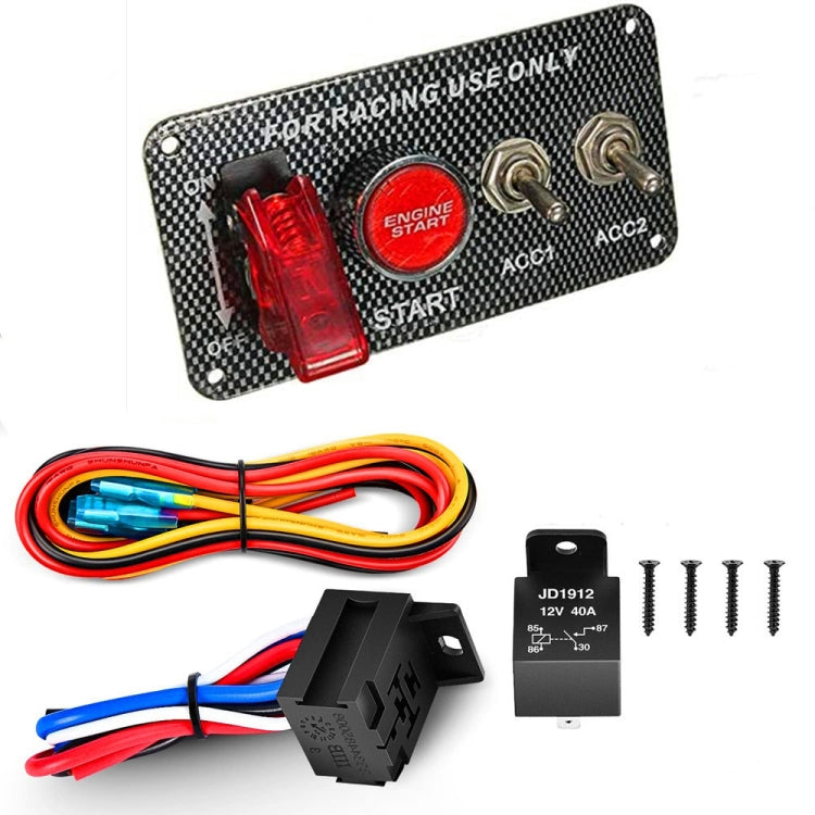 12V Car Racing Ignition Switch Panel with Switch & Engine Start Button & Relay Wiring Harness