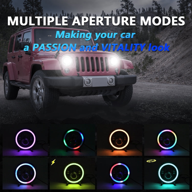 C0090 7 inch Car Colorful Round Angel Eye Headlight