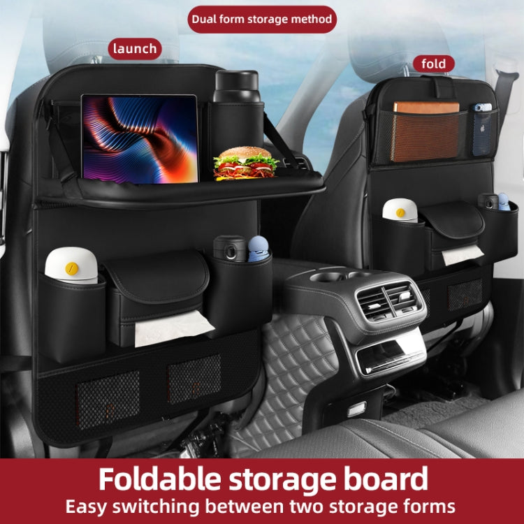4041 Napa Texture Leather Car Seat Back Storage Bag Folding Dining Table