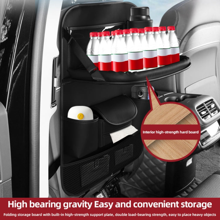 4041 Napa Texture Leather Car Seat Back Storage Bag Folding Dining Table