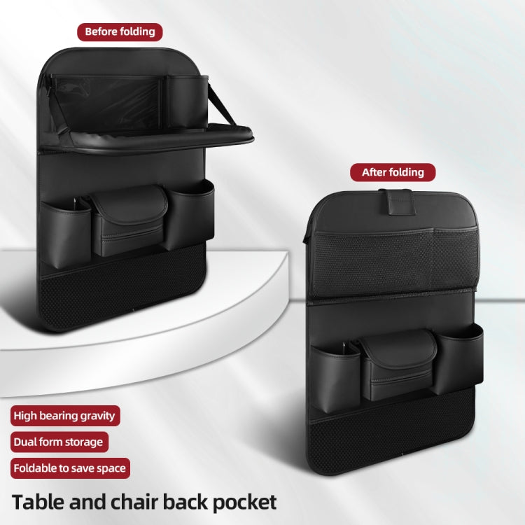4041 Napa Texture Leather Car Seat Back Storage Bag Folding Dining Table