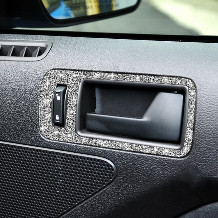 2pcs Car Door Inner Handle Diamond Decoration Sticker, Left Hand Drive